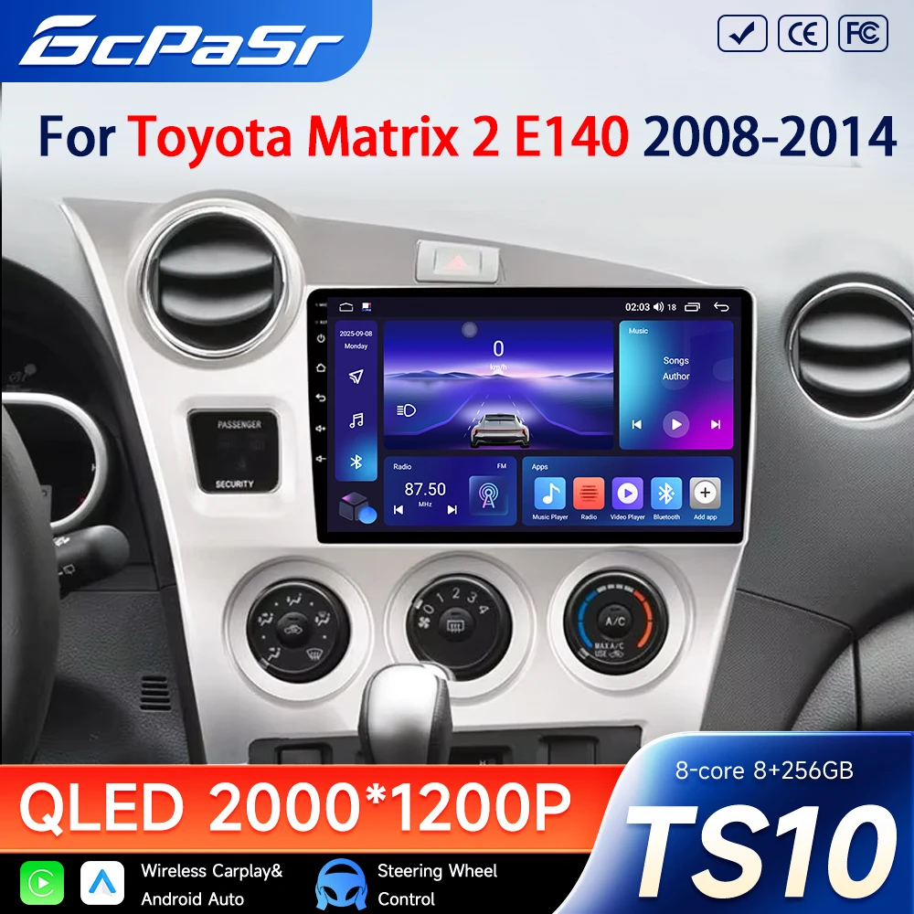 Для Toyota Matrix 2 E140 2008 2009 2010 2011 2012 2013 2014 Android 16 Автомобильное радио Carplay Видео Мультимедийный плеер Автомобильная стереосистема RSD