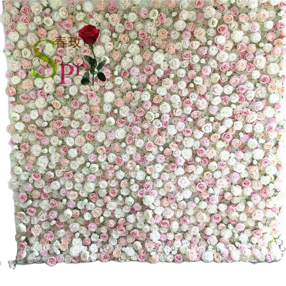 

SPR Flores Artificiais Restaurant and Wedding Ceremony Events Fabric Artificial Red Rose Decorative 3d Wall Panel