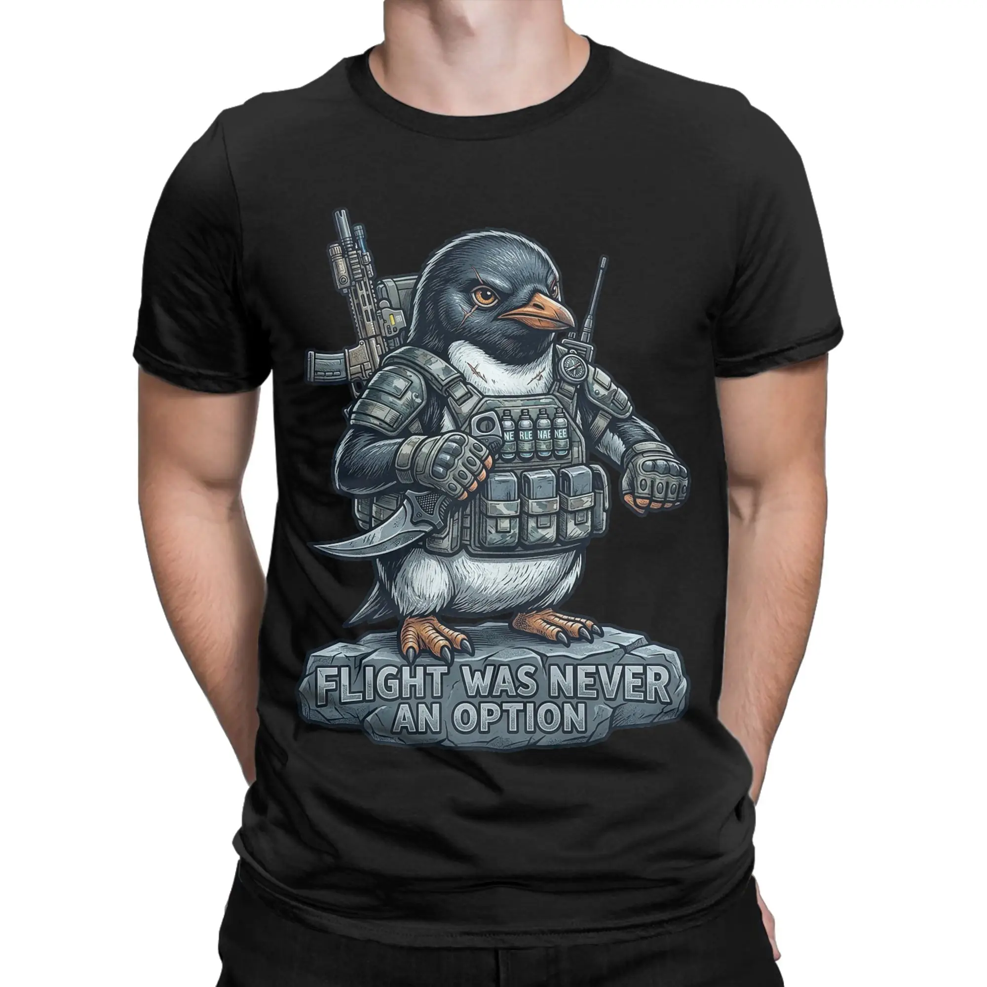 Flight was Never an Option Penguin T-Shirt Beach  Cotton T-Shirts For Man Print Tee Shirt Short Sleeve Y2K Retro Top Tees