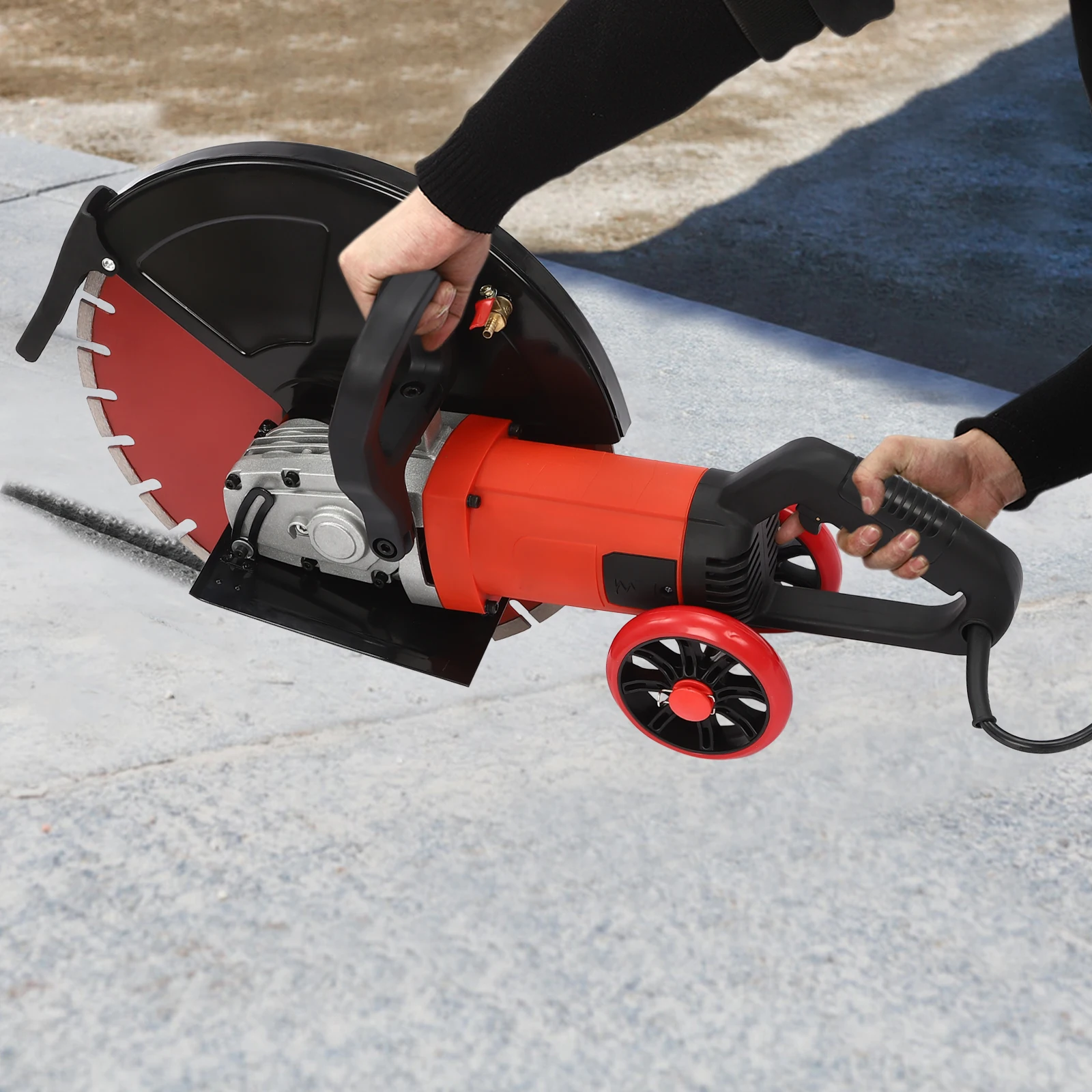 16In 4000W Electric Concrete Saw Brick Cutter Circular Saw Wall Slotting Groving with Saw Blade and Rolling Pulley 3000RPM