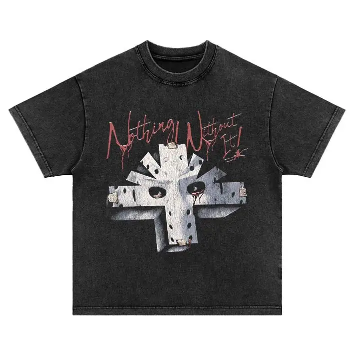 Hip Hop Fashion Punk Harajuku Oversized 2026 Pattern Print T-Shirt Short Sleeve Streetwear Trend Washed Vintage Loose Cotton Top