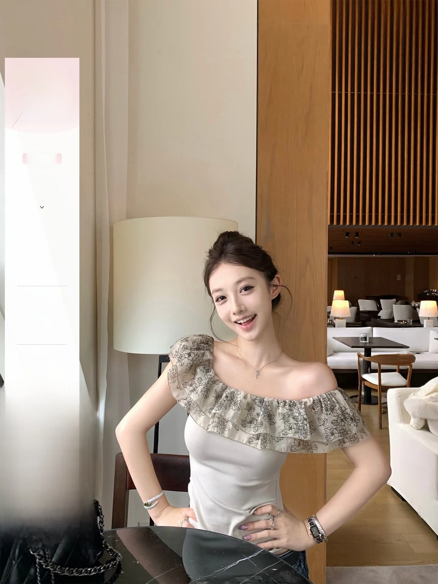 

Cotton Short Sleeve One Shoulder Ruffle Hem Top Women's Spring Summer Casual Style Slim Fit Breathable Comfortable Bankelili