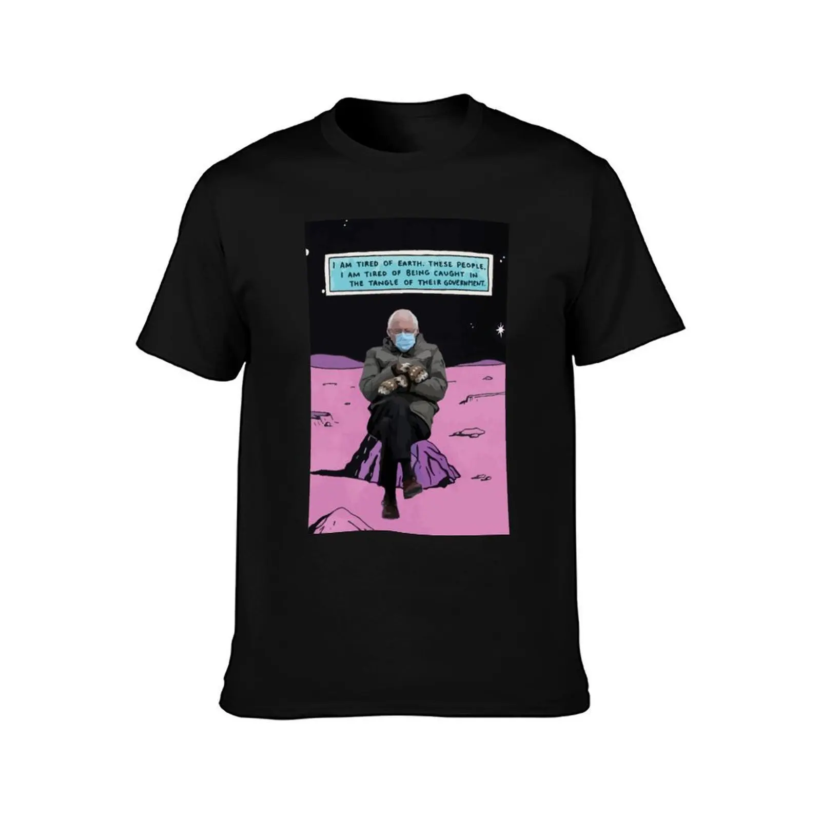 Bernie Sanders mittens inauguration 2021 biden funny meme space mood tired Dr Bernie Manhattan T-Shirt