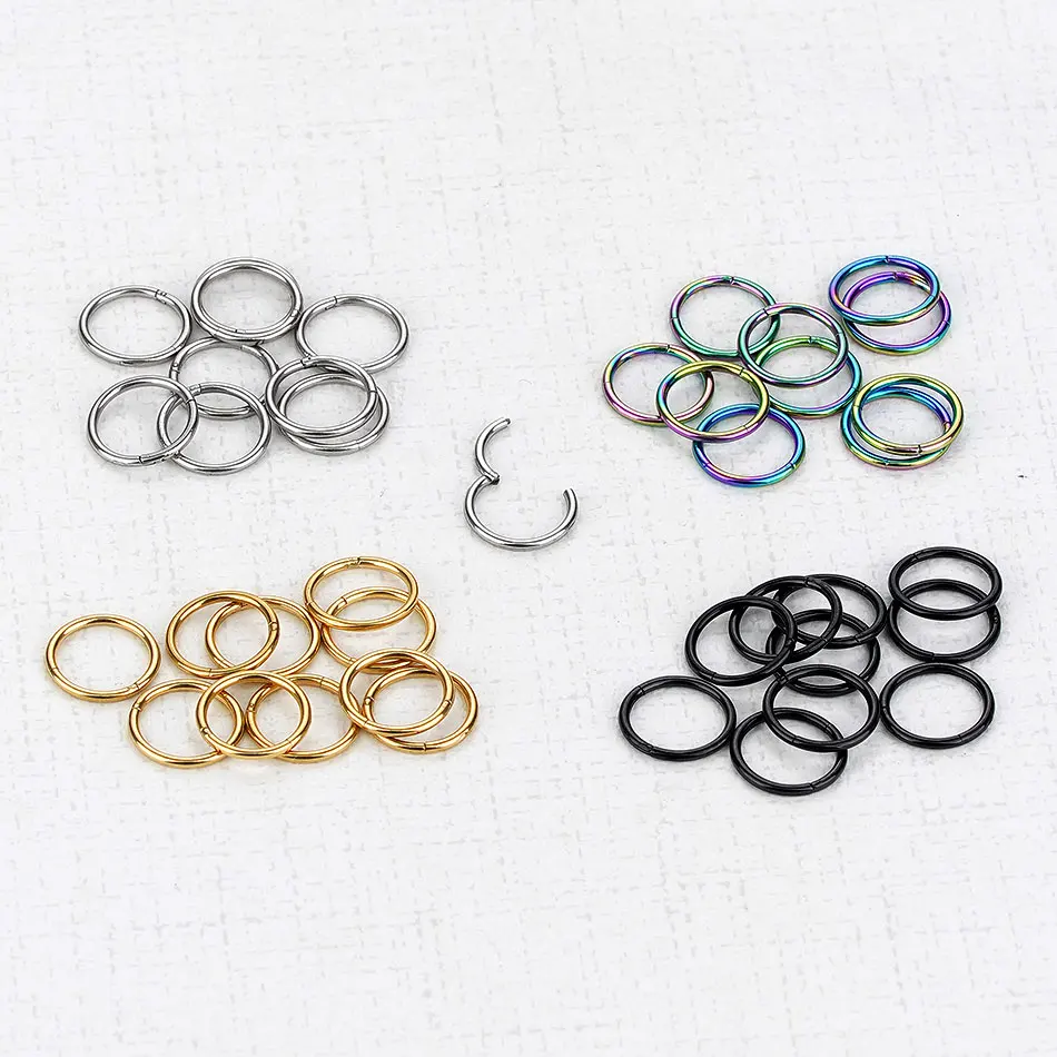 2Pcs/lot G23 Titanium Thin Fake Nose Ring Septum Helix Nostril Piercing Labret Lip Fake Piercing Cartilage Fake Earrings Hoop