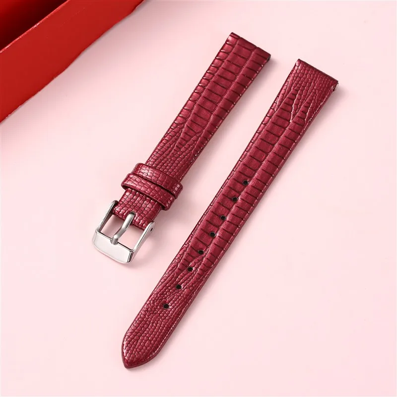 Lizard Grain Slim Leather Watch strap 8mm 10mm 12mm 14mm 16mm For Women Watch Accessories High Quality Lizard Watchband