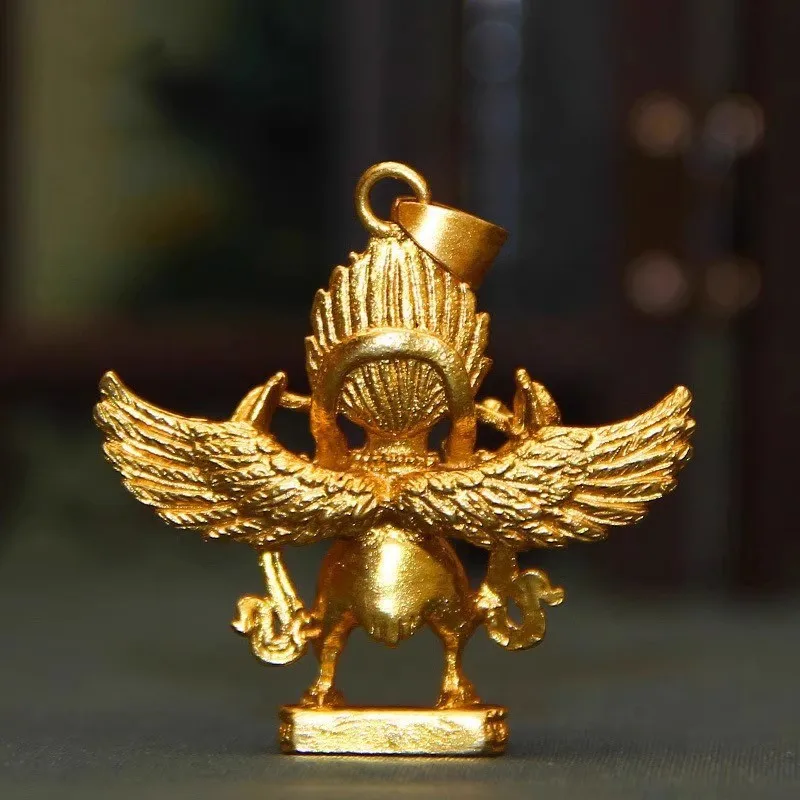Pure copper gilded big-peng golden-winged bird , Tibetan craft accessory, wearable pendant