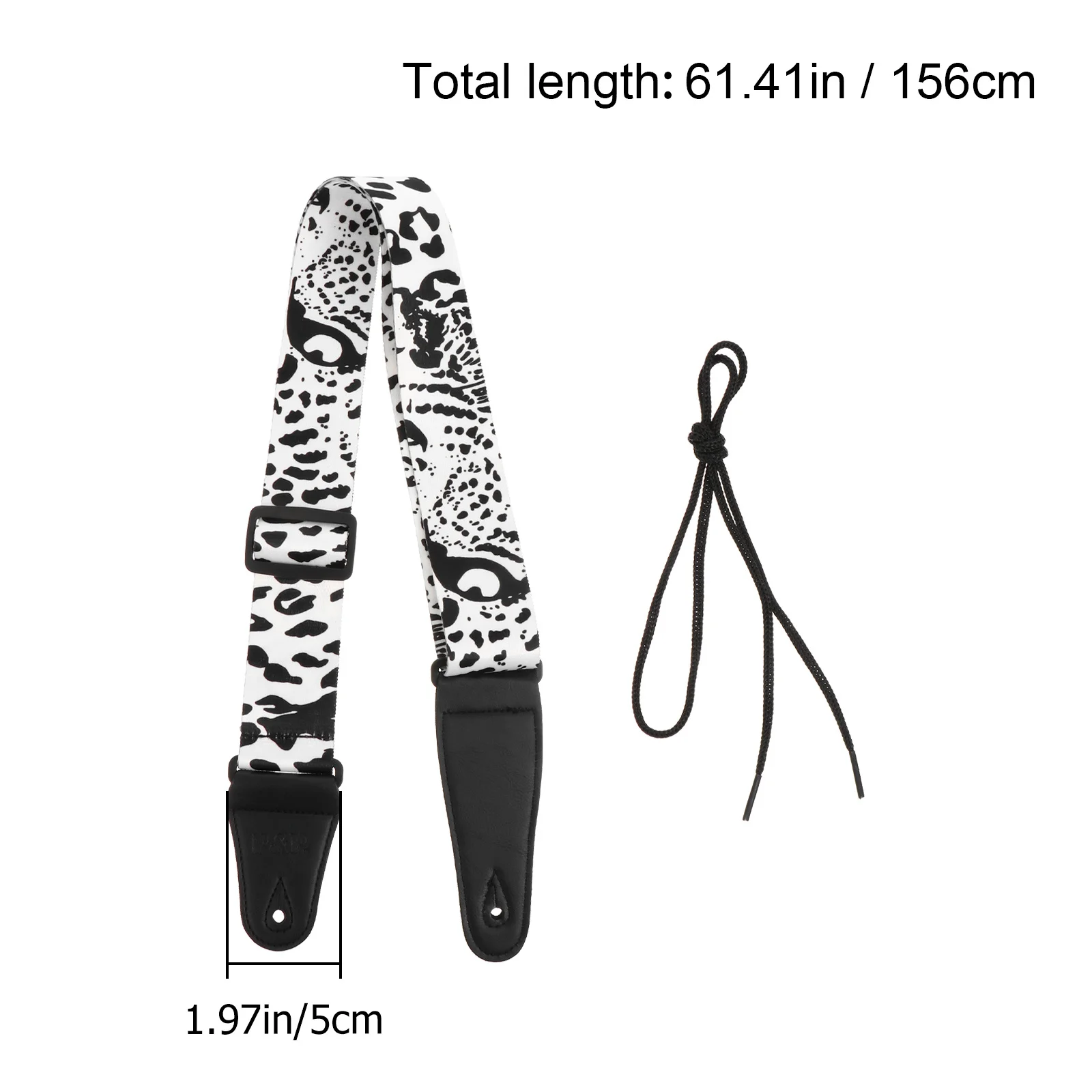 1 pièces sangle de guitare imprimé élégant Durable noir blanc ceinture d'épaule pour basse acoustique électrique ukulélé accessoire de guitare