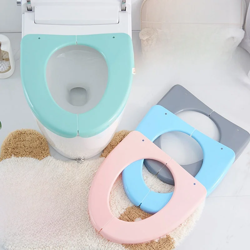 غطاء مرحاض بلاستيكي محمول قابل للطي، حصيرة مرحاض مقاومة للماء للاستخدام المنزلي الشخصي أثناء السفر