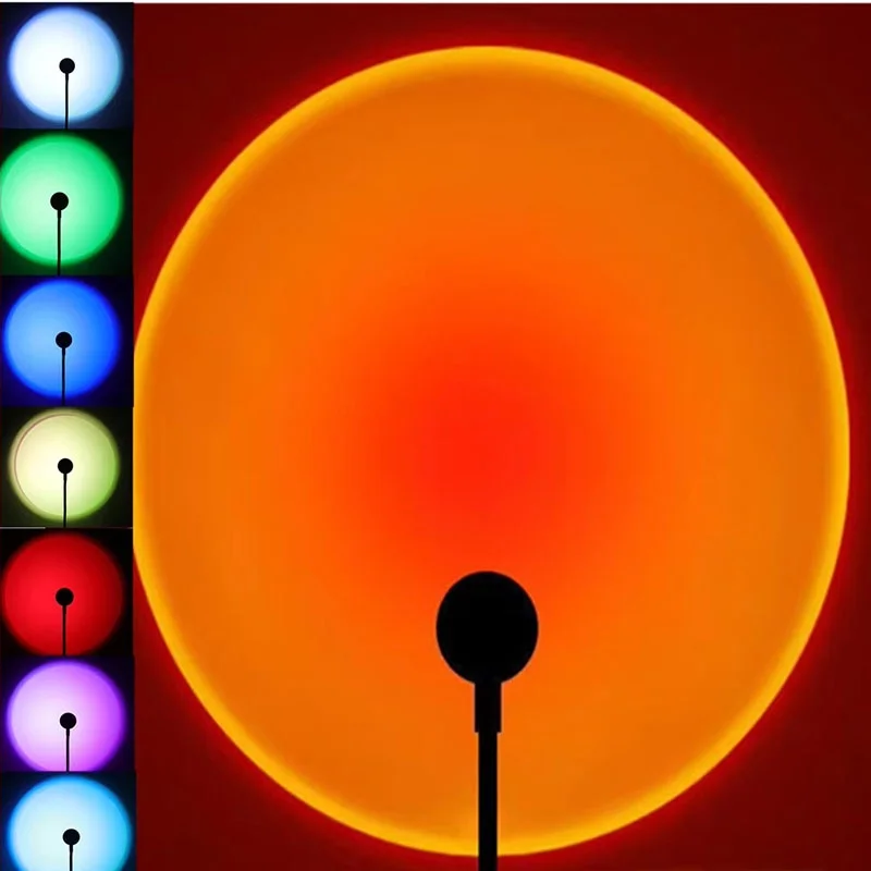 

RGB Sunset Lamp Rainbow Projection Lamp USB Decorative Sunset Atmosphere Lamp Multi-Angle Rotatable For Home Living Room Bedroom