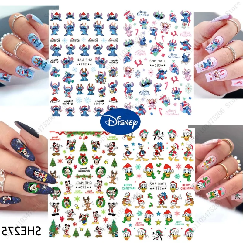 2024 Disney Mickey Stitch Cartoon 3D nagelstickers Disney Nail Art Supplies Minnie Donald Duck Nail Art kerststickers