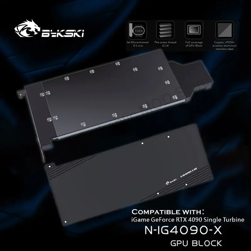 Bykski N-IG4090-X Metal GPU Block For Colorful GeForce RTX 4090 Single Turbine Graphics Card ,4090 VGA watercooler Radiator