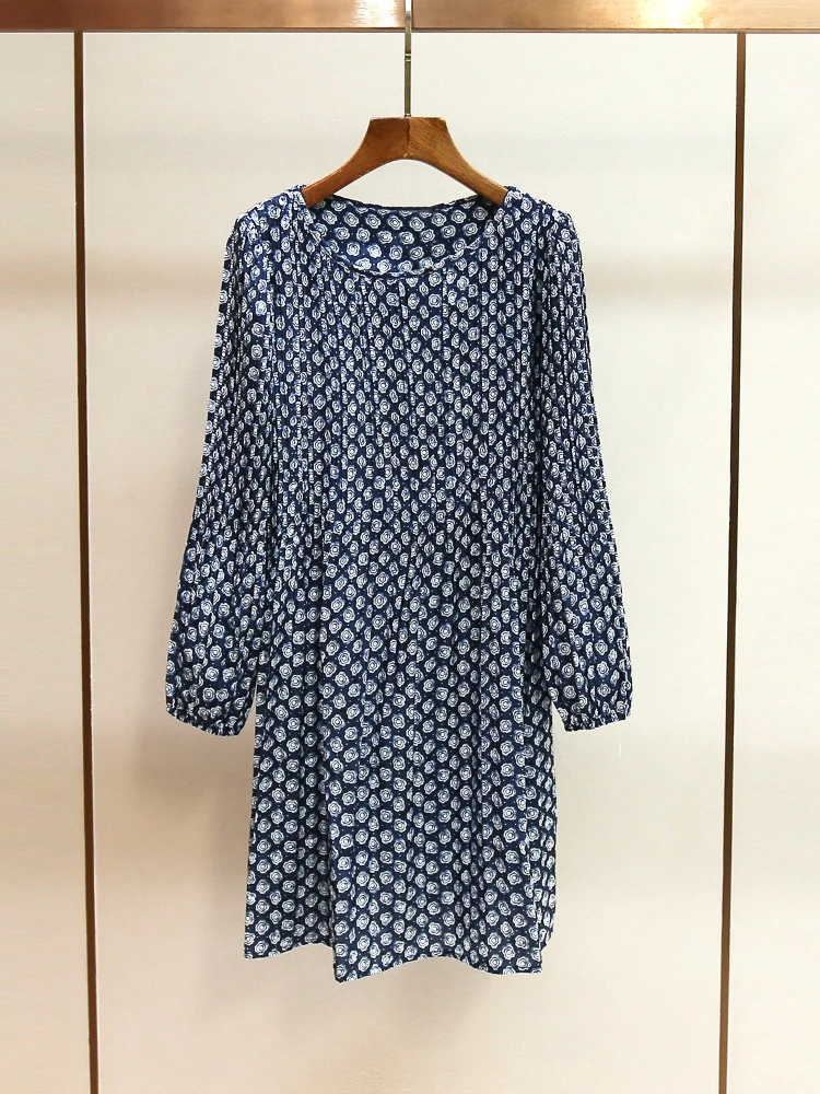 Summer Light Clothing - 夏の新作ライトマチュアスタイルプリントシンプルプリーツウエストスリムロングスリーブドレスダイヤモンドペインティングクロスステッチ