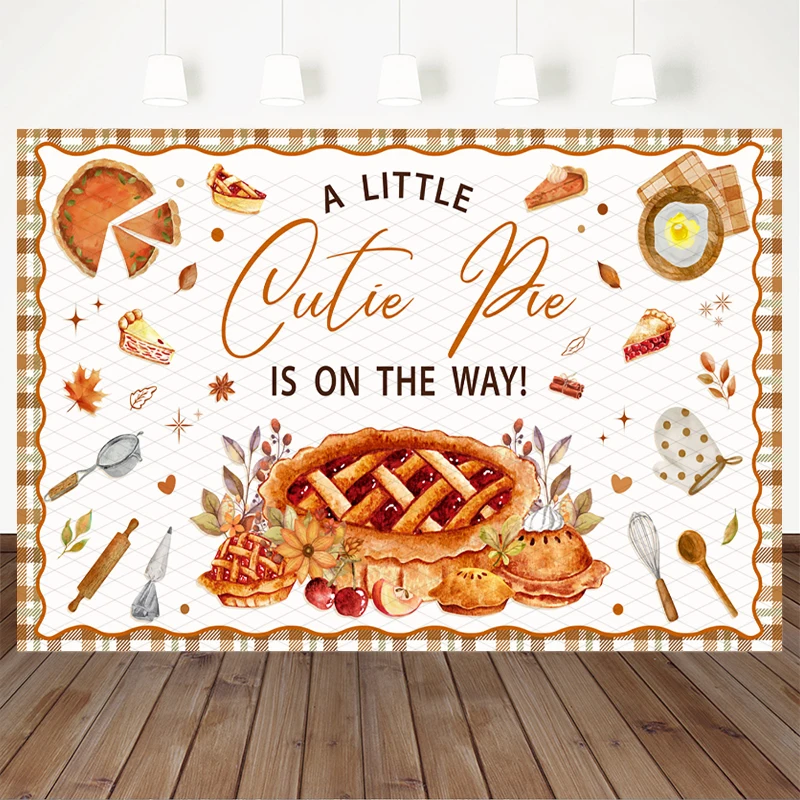 Mocsicka Baby Shower Photography Backdrop A Little Cutie Pie Is On The Way Bakery Utensils Fall Thanksgiving Welcome Backgrounds