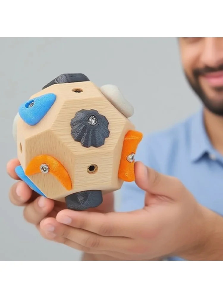 Handcrafted Climbing Boulder Ball for Strength and Precision Training with Multi-Size Protrusions