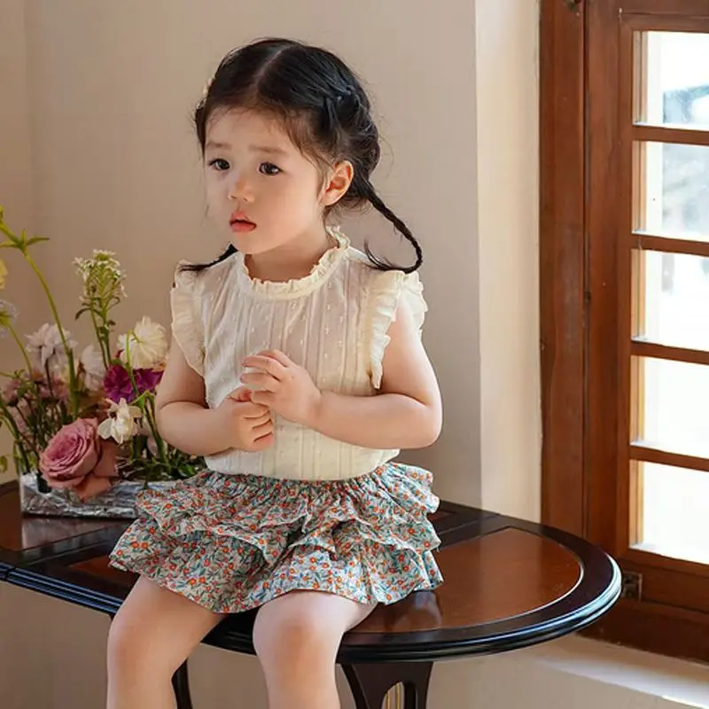 2024 New Girls' Suit Summer Children's Dress Baby Girl Fashionable Children's Top+Skirt Two-Piece Set image 5