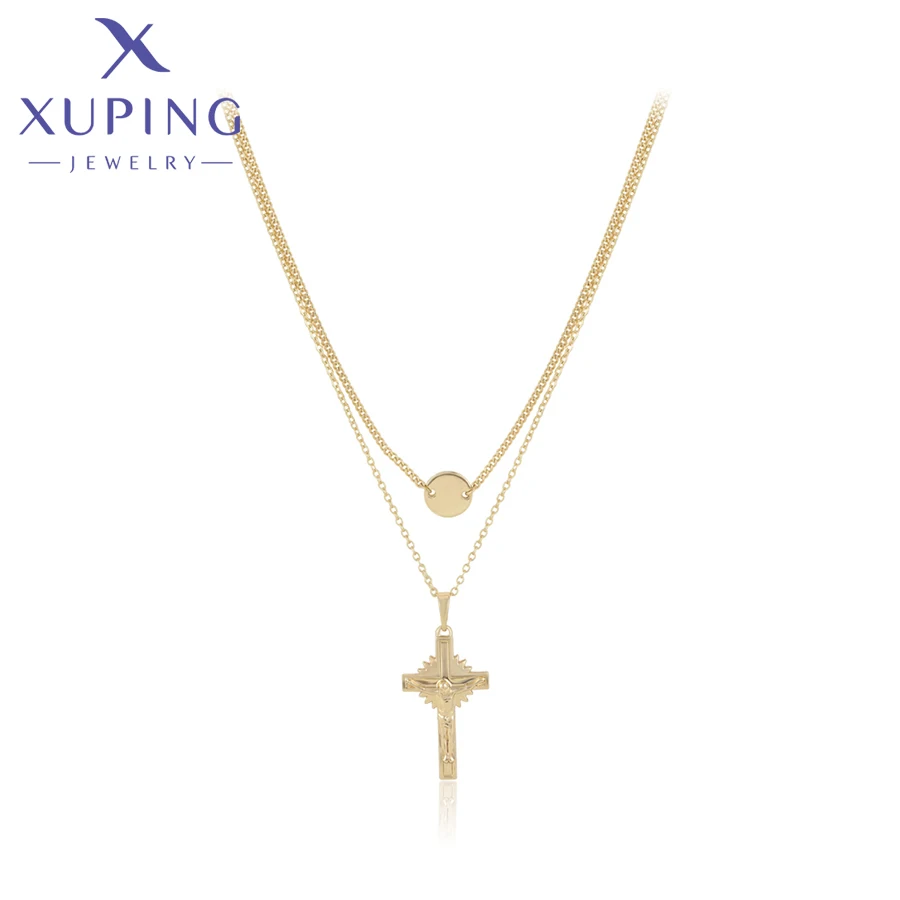 Nouveauté bijoux Xuping, collier pendentif en alliage de cuivre couleur or clair pour femmes, dames, hommes, cadeaux de fête X001280308