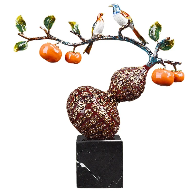 YJ gourd ornament persimmon living room entrance TV cabinet hi branch decoration