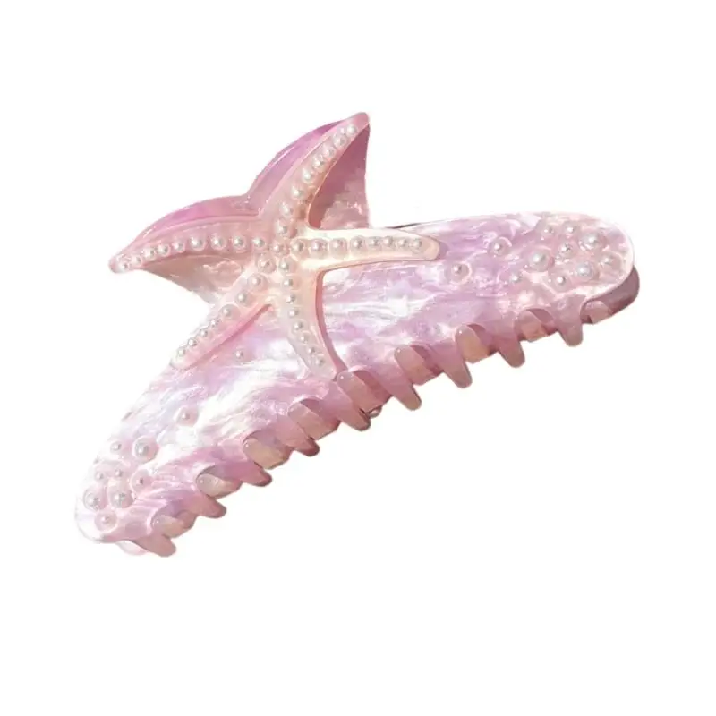 

39BB Large Sparkling Rhinestones Clip With Starfishes Design Acrylic Hair Claw For And Everyday Styling And Special Occasion