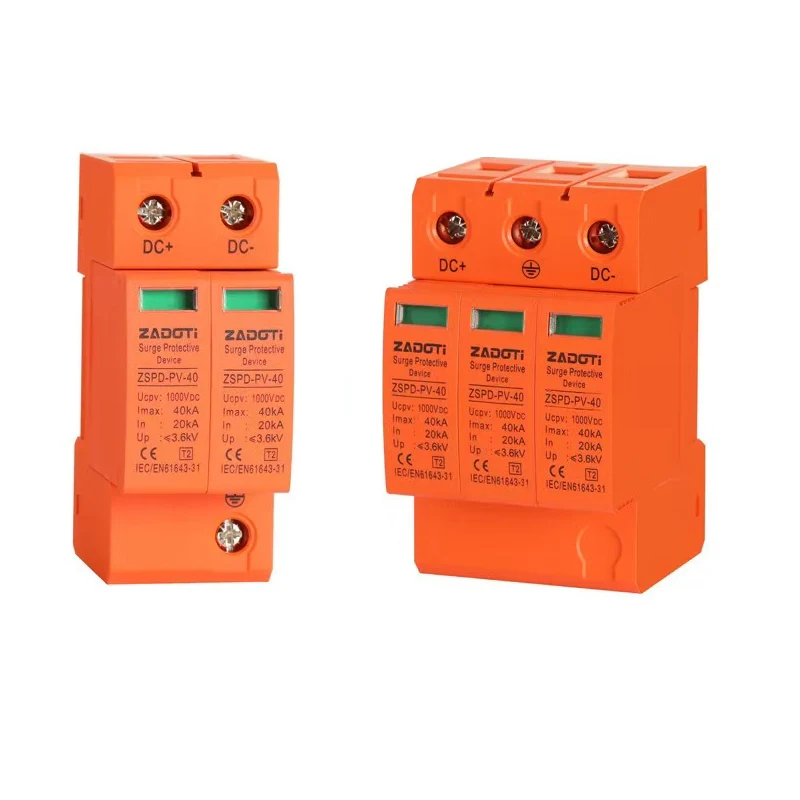 SPD Photovoltaic Surge Protector 2P 3P 40KADC 500V 1000V40KA Photovoltaic Surge Arrester for Power Supply Protection