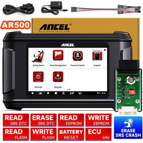 

ANCEL AR500 Car Scanner OBD2 SRS Crash data Clear Air-bag Module Repair Tool Kit Read EEPROM Tool Kit OBD2 Code Reader