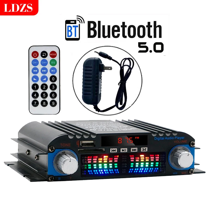 1800W Peak Power HiFi Sound Amplifier Digital 4 Channel Audio Amplifier Bluetooth Karaoke Player FM Radio Support Remote Control