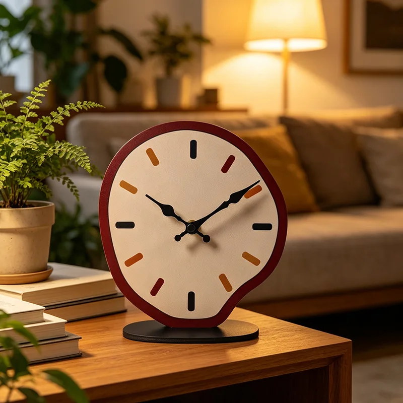 Modern Simple Silent Desk Clock for Living Room Bedroom Creative Ornament Solid Wood Desktop Clock