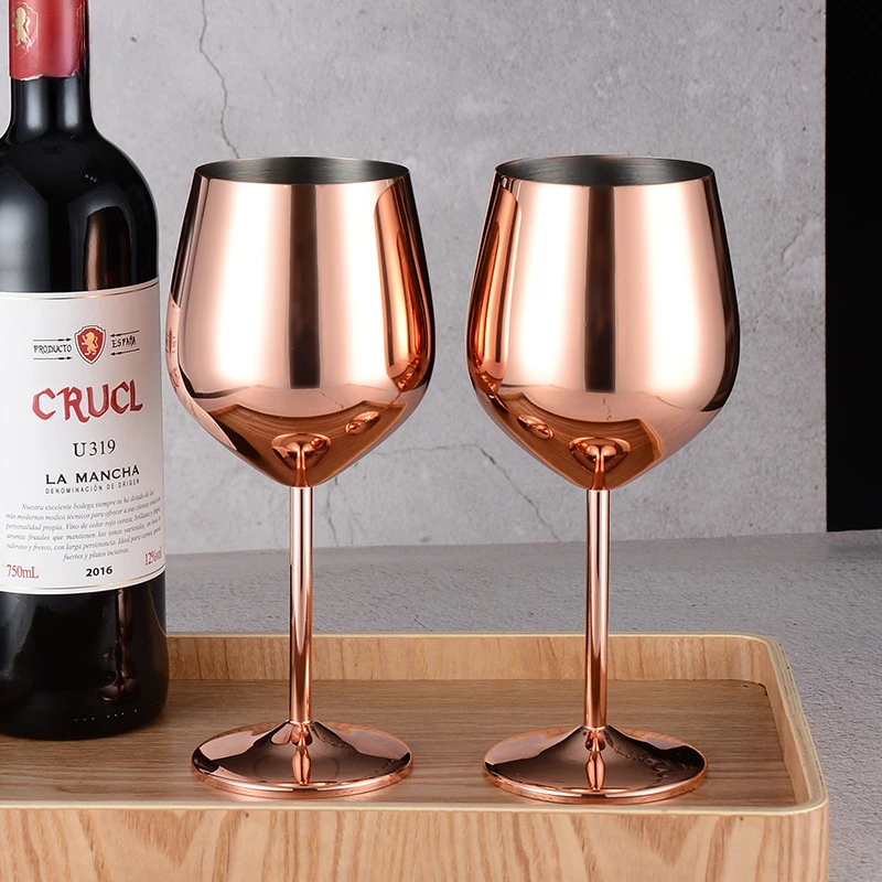 1pc 500ml Stainless Steel Wine Glass Champagne Whiskey Glass Creative Metal Goblet Wine Cup for Home Barrel Type Drop-Resistant