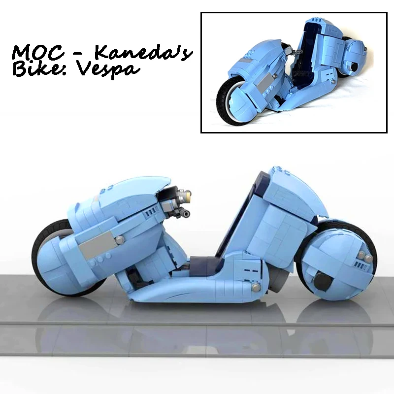 Креативная модель MOC велосипеда Kaneda, строительные блоки для римской Холлиды Vespa 125, знаменитый мотоцикл, городская игр...