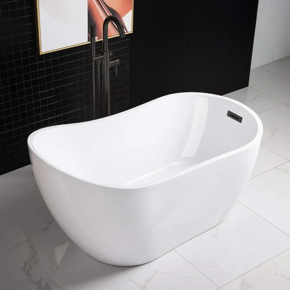 

A 54in Bathtub Matte Black NON-SLIP DESIGN Item Weight 78 Pounds Comfort and Chic Style Acrylic and Reinforced with Fiberglass