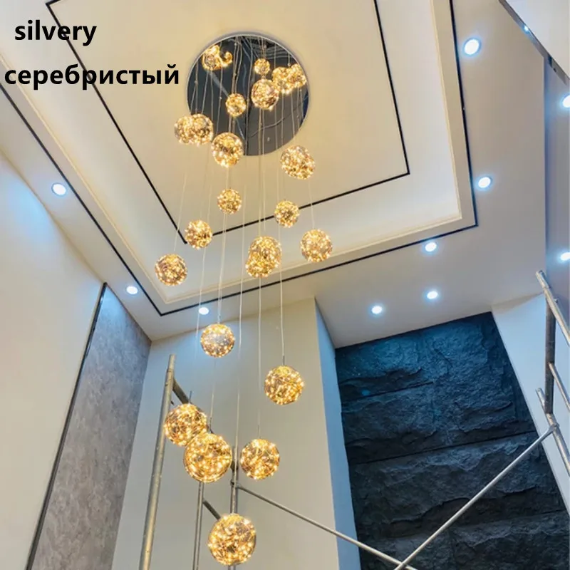 Nordic Led Staircase Ceiling Chandelier Dimmable for Kitchen Table Dining Living Room Pendant Lamps Home Decor Lighting Fixture