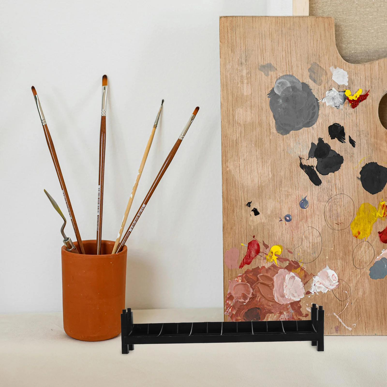 

2Pcs Paint Storage Rack Organizer Large Capacity Modular Compartments Painting Supplies Holder for Home Workshop