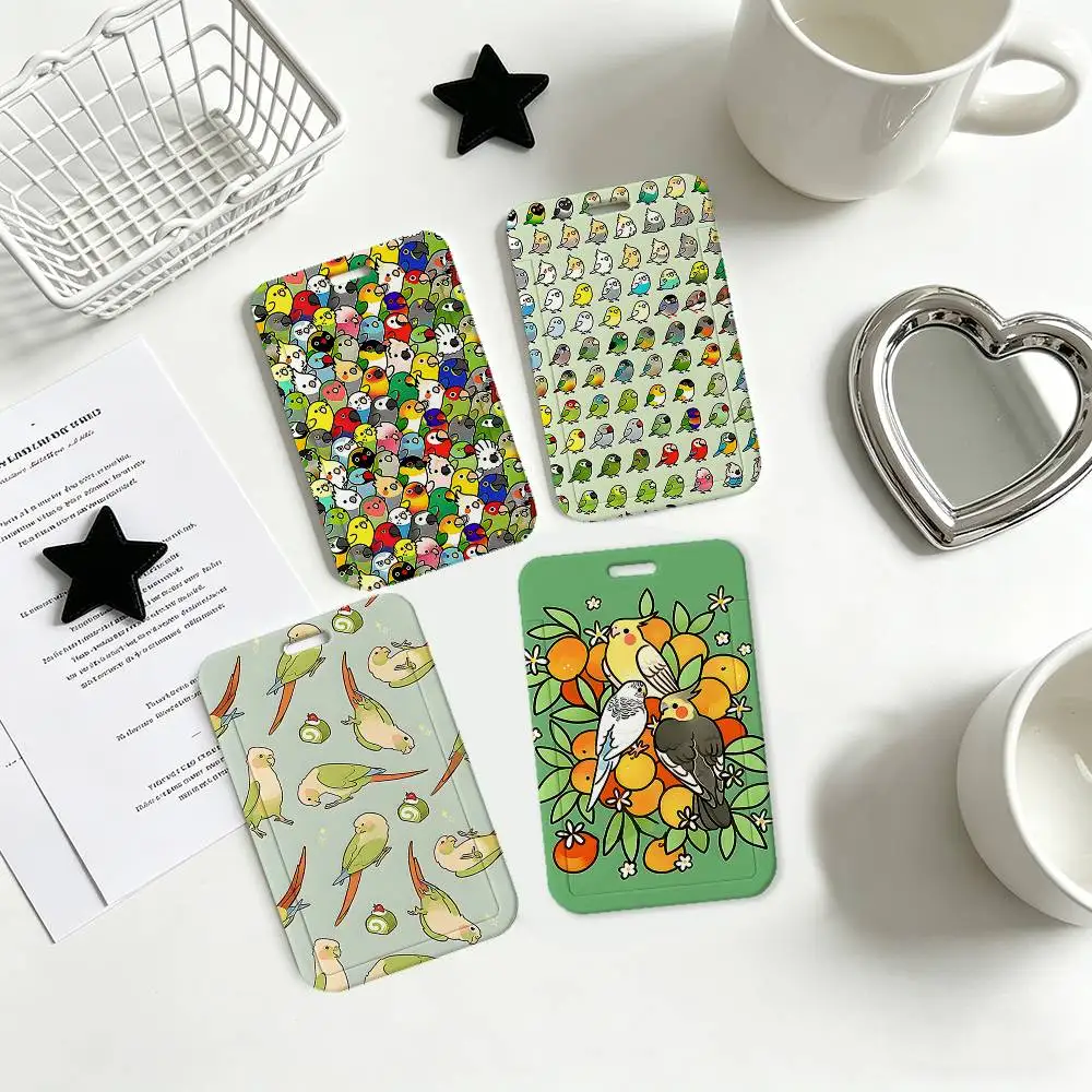 Animal Cute Parrot Bird ID Badge Holder With For Office School Name Card Credentials Case