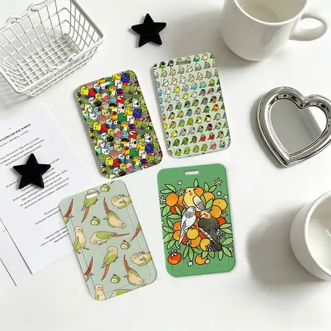 Animal Cute Parrot Bird ID Badge Holder With For Office School Name Card Credentials Case