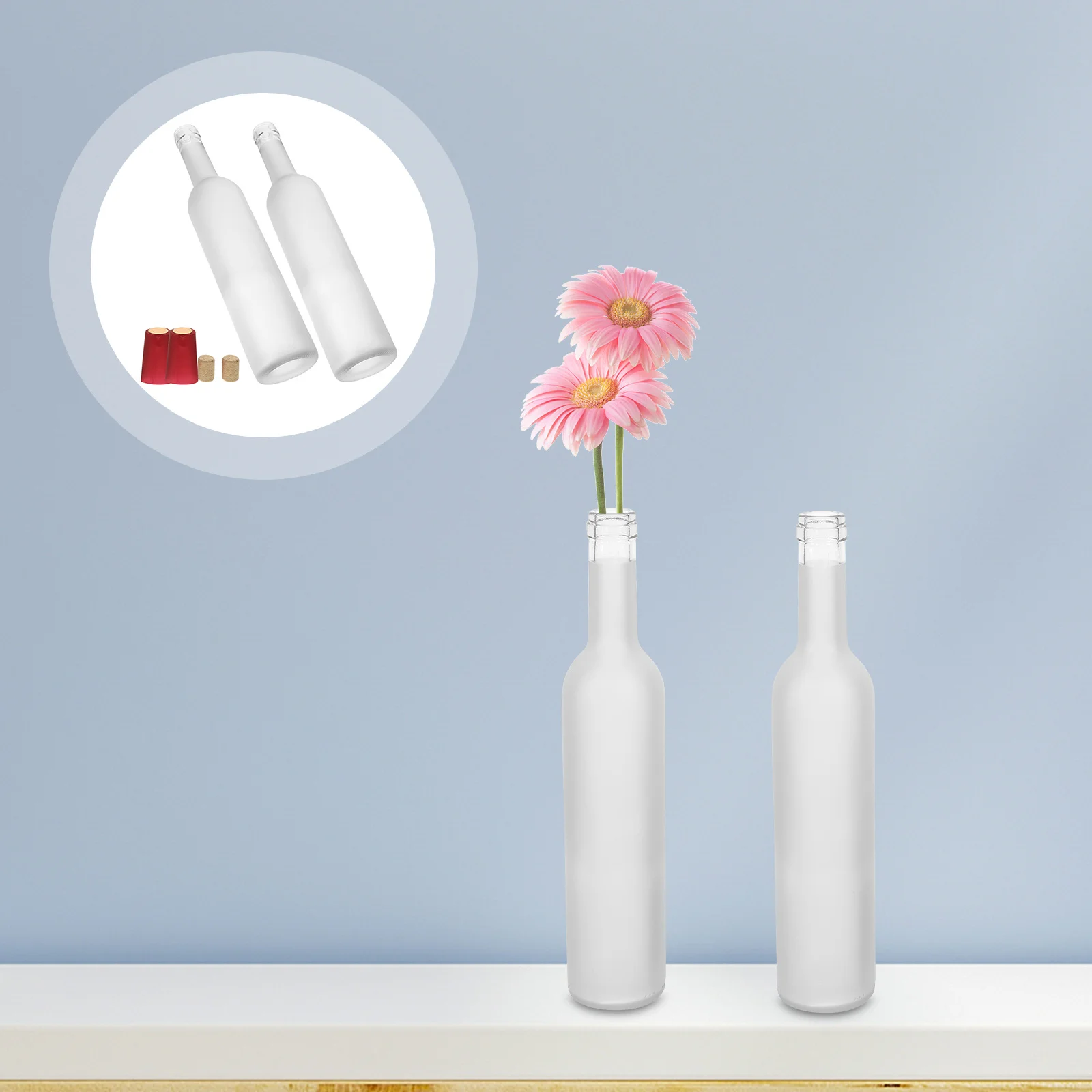 

2Pcs Multifunctional Empty Wine Glass Bottles Premium Decorative Container for Home Restaurant Wine Cabinet Decoration