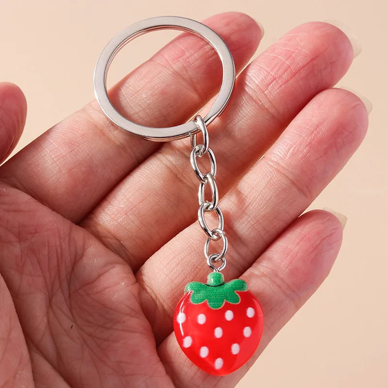 Aihua Schlüsselanhänger Niedlicher Mini Bitten Red Apple Schlüsselanhänger Obst Anhänger Schlüsselanhänger Damen Herren Schmuck Tasche Schlüsselzubehör – Detail 15