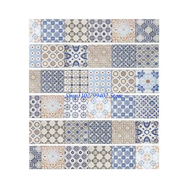 547F 6pcs Flower Design Tile Floor Stair Sticker Home Decor Waterproof Decals Adhesive Art Wallpaper