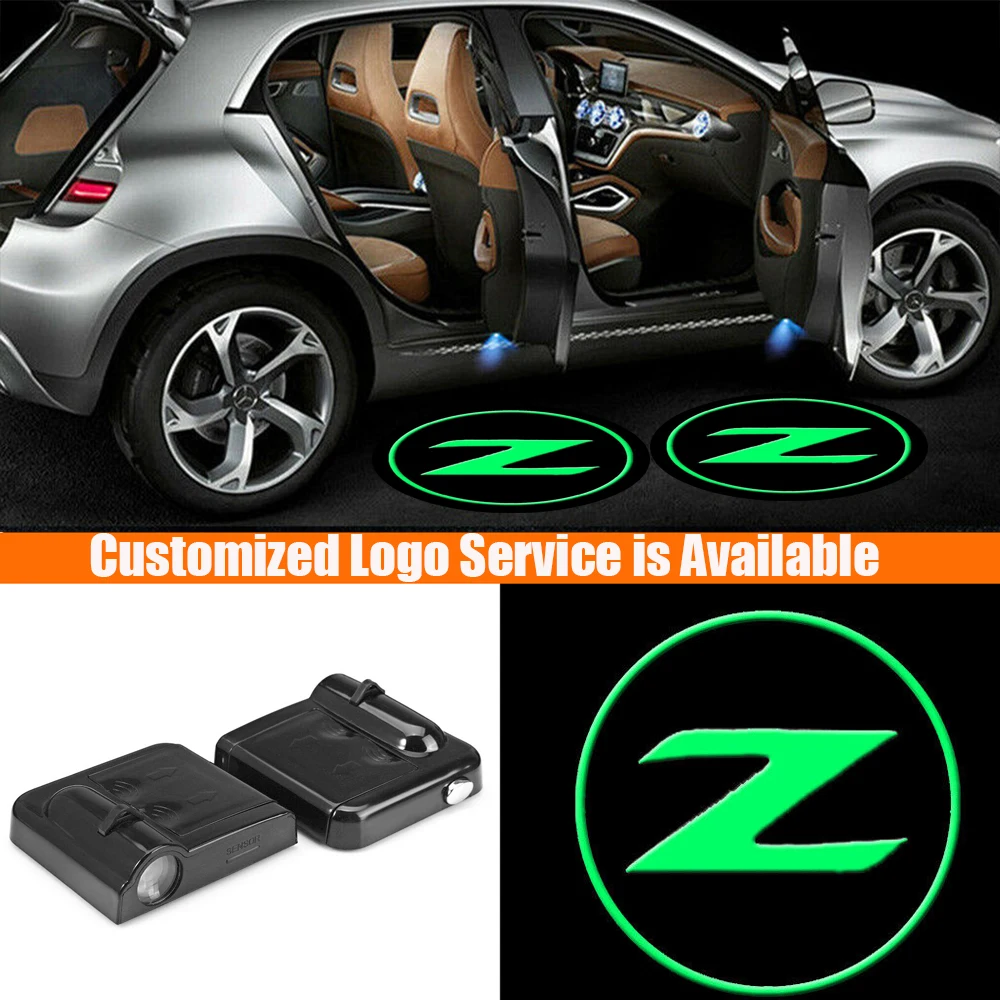 

2Pcs Wireless Green Z Logo LED Car Door Welcome Pedal Light Projector for Fairlady Z Z34 350Z 370Z Gadget Decoration Accessories