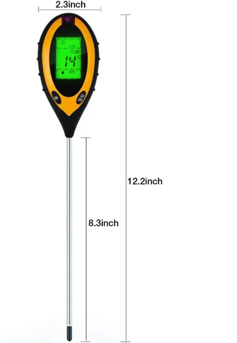 Soil PH Tester 4 in 1 PH Light Moisture Acidity Tester Soil Tester Moisture Meter Plant Soil Tester Kit for Flowers