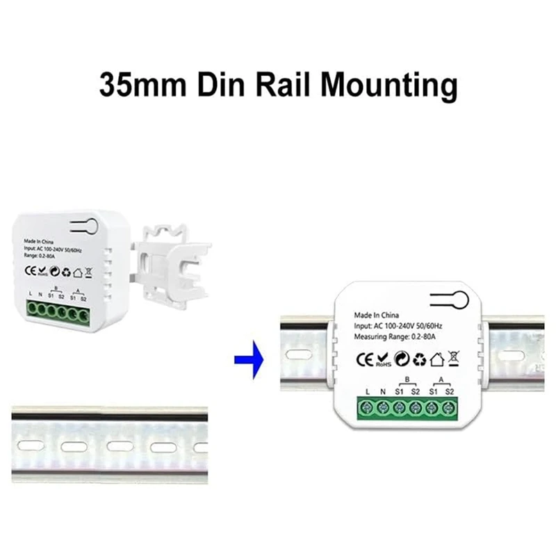 Compteur d'énergie intelligent WiFi Tuya, système solaire long, consommation de production d'énergie, compteur de surveillance bidirectionnel avec 2 CT