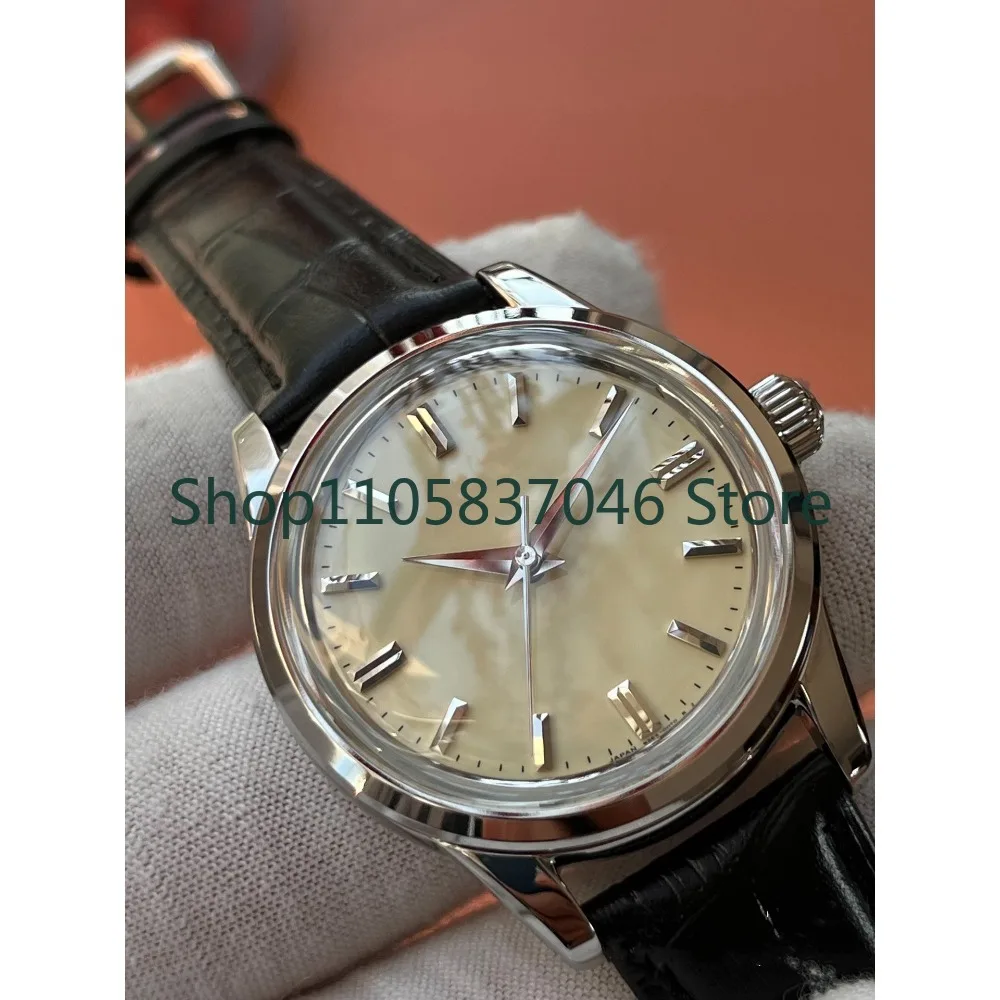 Men's small dial quartz sweep second imperial needle dense bottom sapphire bubble stainless steel genuine leather business W231