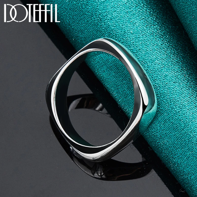 Square Circle Rings Silver Color For Women Men Brand Fashion Simple Wedding Engagement Party Jewelry