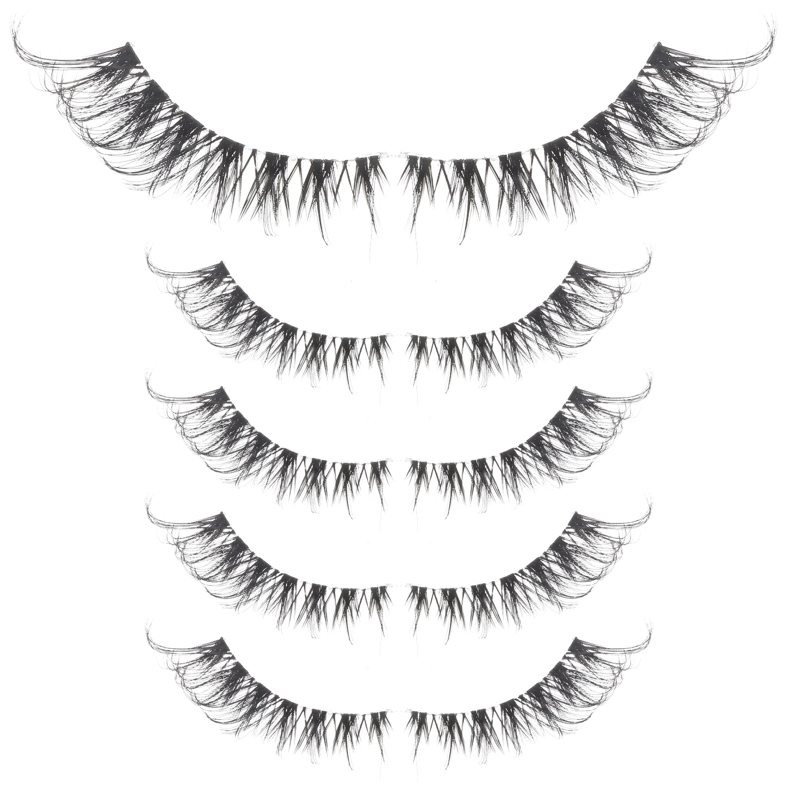

5 Pairs Natural False Eyelashes Artificial Black Fox Set Tail Extension Daily Makeup Stage (5 Pack Hy5-1) Fake