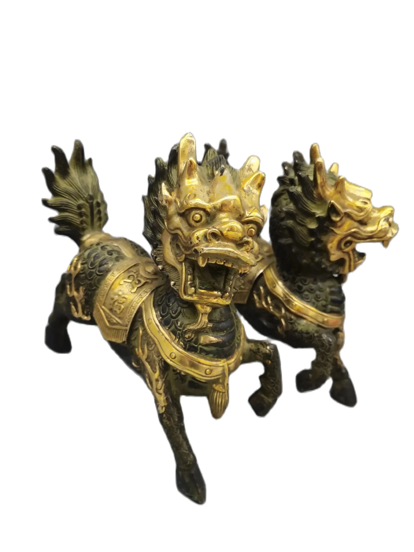 Lucky Beast Qilin Bronze Gilded Retro Home Decoration Ornament