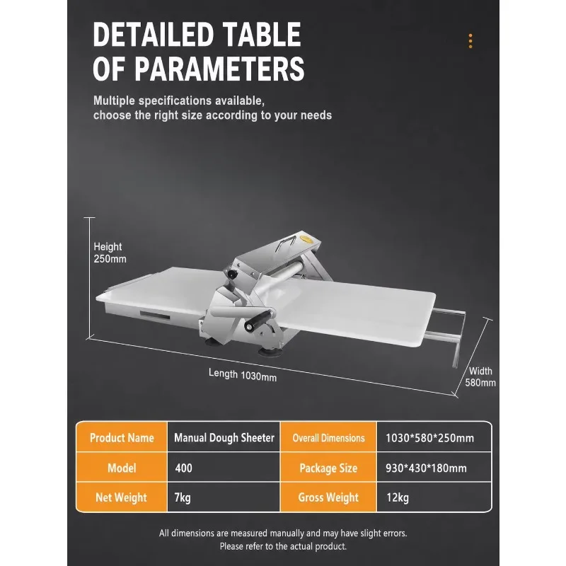Stainless Steel Folding Manual Dough Sheeter Rolling Machine Pizza Pastry Puff Maker Tool for Home