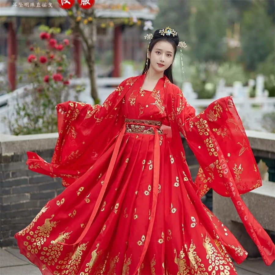 Hanfu Dress Women Chinese Ancient Traditional Hanfu Carnival Princess Cosplay Costume Stage Hanfu Blue&Red Dance Dress