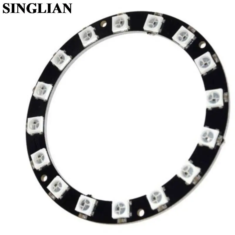 16-Bit WS2812 5050 RGB LED Light Built-in Full Colored Drive Intelligent Development Board Round Ring Module 16 LED Lamp Bead