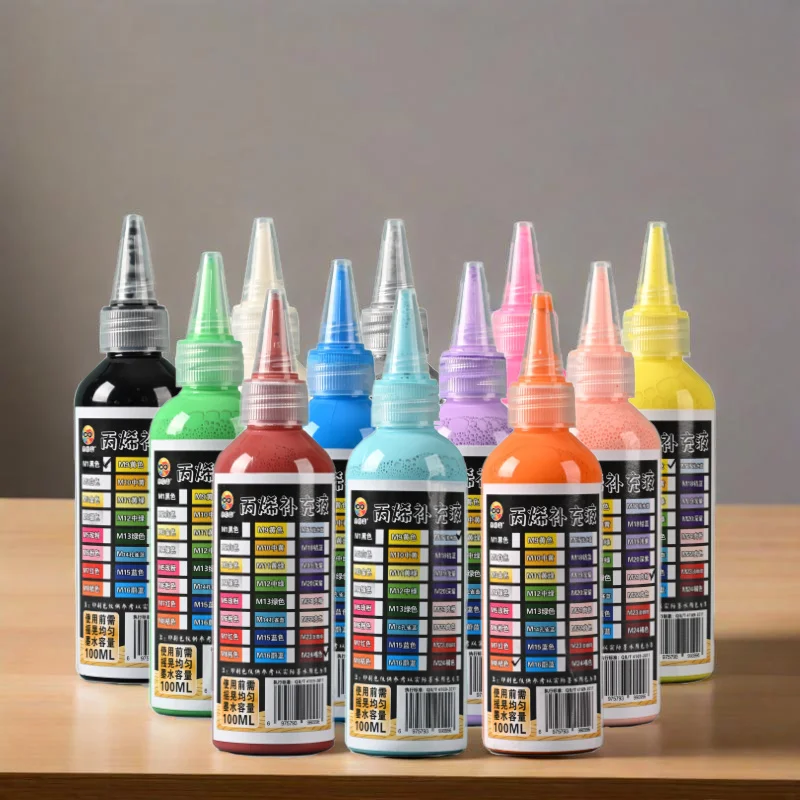 

100 мл акриловые чернила, жидкие, быстросохнущие, водонепроницаемые, для пополнения маркерных ручек, чернила, сделай сам, созданный вручную дизайн плаката