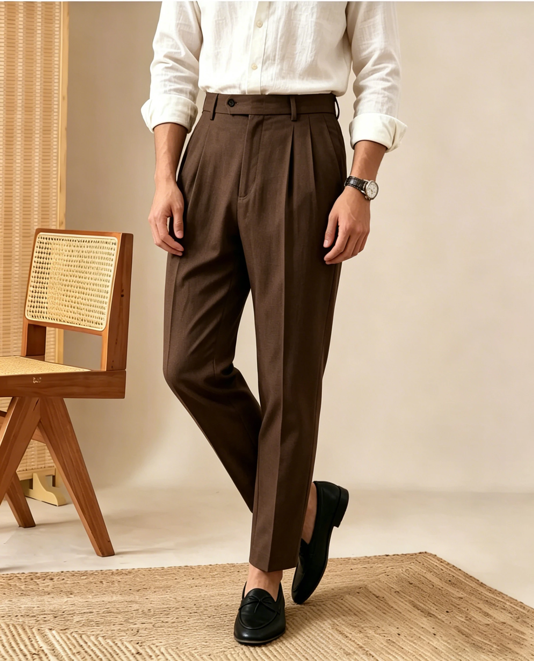 Premium Men's Pleated Wide-Leg Dress Pants Versatile Formal Casual Trousers Chinos Business Daily Office Banquet Wedding Summer
