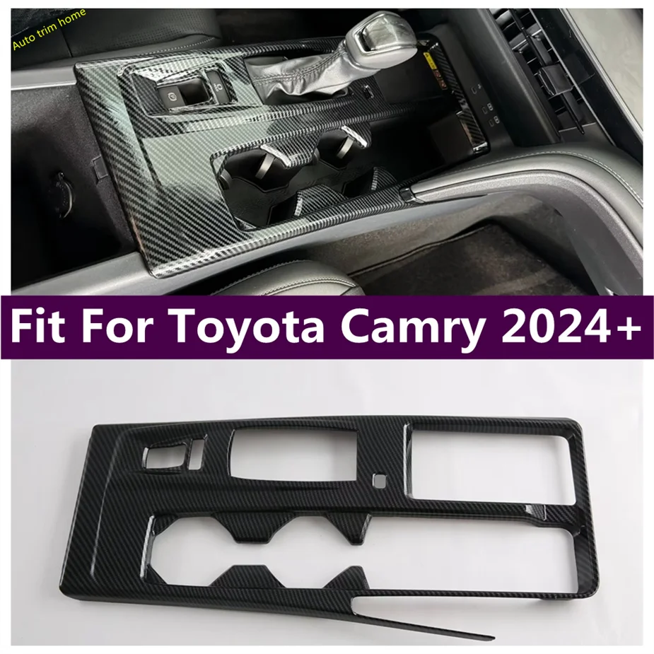 

Center Control Gear Box Shift Front Water Cup Holder Decor Panel Cover Trim For Toyota Camry 2024 2025 Carbon Fiber Accessories