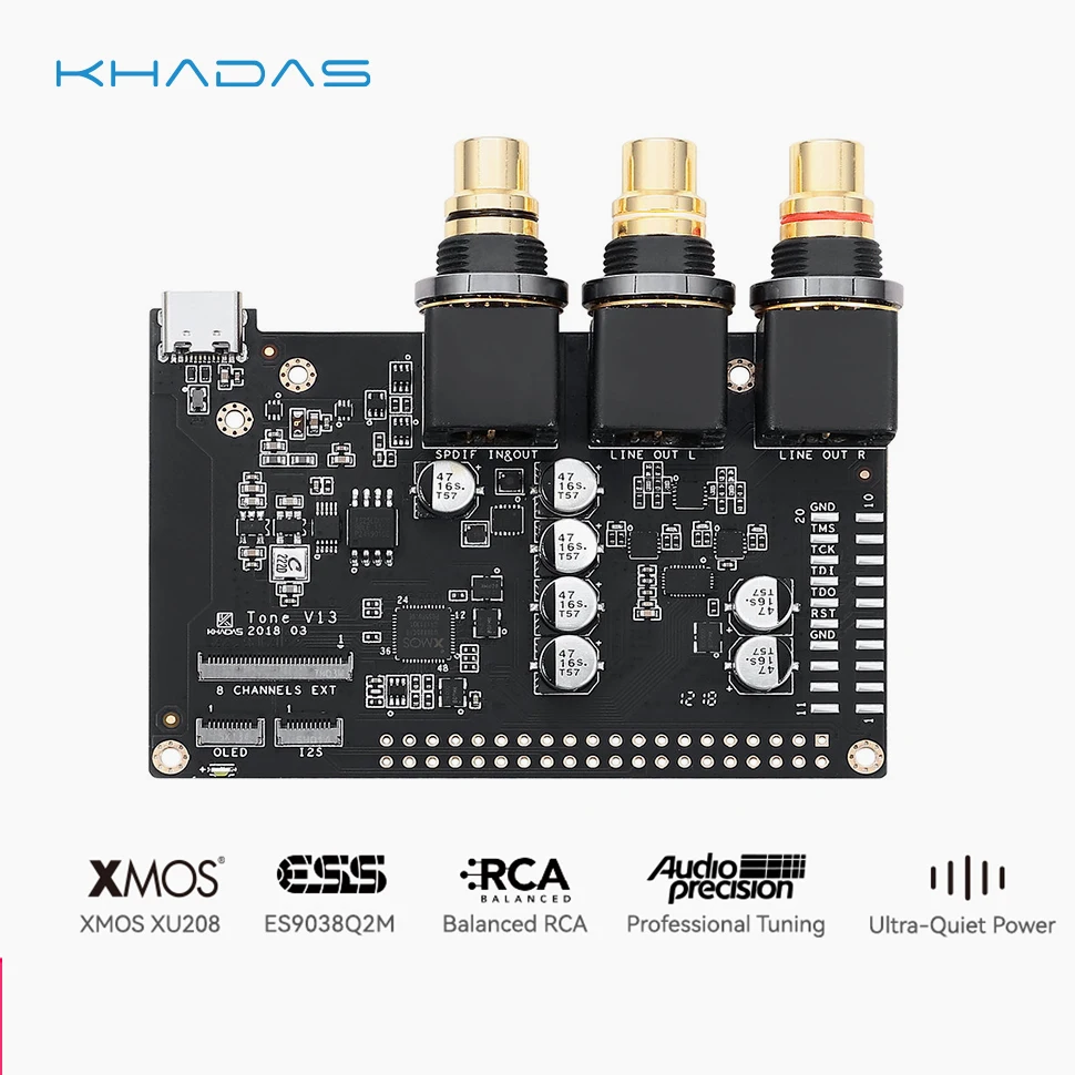 Tarjeta de Sonido Khadas Tone Board VIMs/Edición Genérica, Tarjeta de Audio de Alta Resolución para Khadas VIMs, PC y Otros SBCs (Edición VIMs)